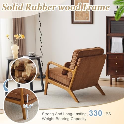 VINGLI Upgraded Premium Corduroy Accent Chair,Upholstered Arm Chair,Solid Woo...