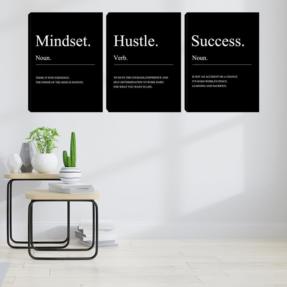 Motivational Wall Decor 3 Pieces Success Paintings Motivational Posters Print...