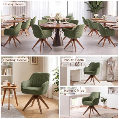 Furniliving Swivel Dining Chairs Set of 2, Mid Century Modern Corduroy Swivel...