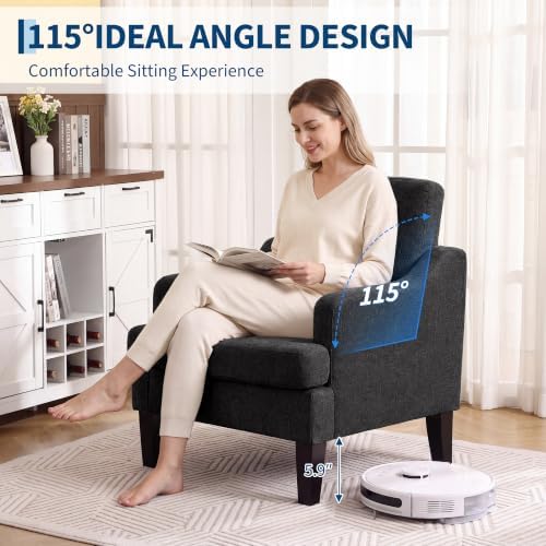 Garvee Black Comfy Accent Chair, Upholstered Armchair for Living Room