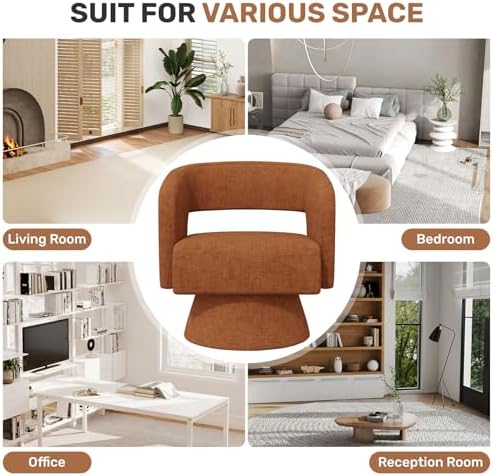 Nebuaegis Swivel Accent Chair Set of 2, Modern Comfy Chenille Barrel Chairs, ...