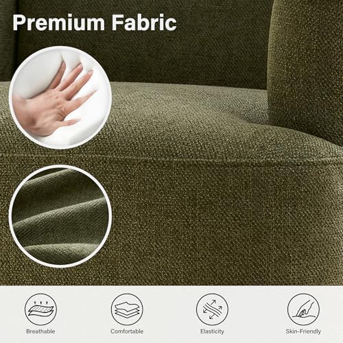 Modern Wingback Accent Chair, Upholstered Fabric Living Room Armchair with Wo...