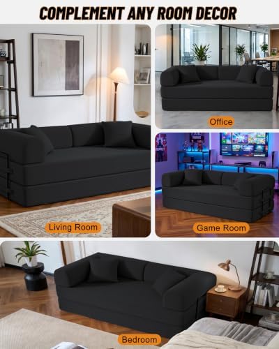 79" Sofa Bed, Convertible Futon Sofa, Boneless Couches for Living Room