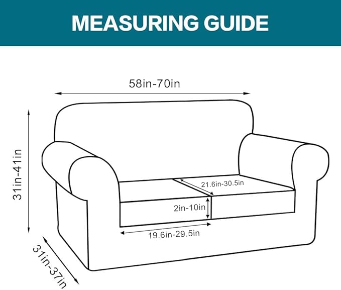 Turquoize 3 Piece Sofa Covers for 2 Cushion Couch Sofa Slipcover Soft Couch - Image 2