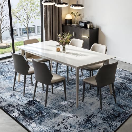 Rugflix 5x7 Area Rugs for Living Room, Washable Navy Blue Dark Large Rug
