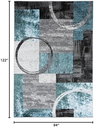Rugshop Circle Design Contemporary Durable Area Rug Gray 7'10" x 10&...