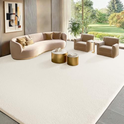 qulint 8x10 Cream White Rug for Living Room, Soft Large Carpet for Bedroom