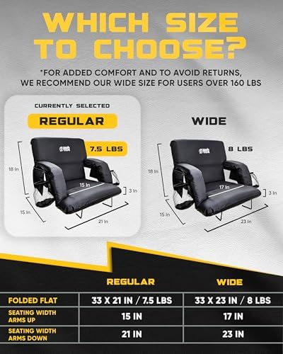 BRAWNTIDE Stadium Seat for Bleachers with Back Support - 3" Foam Cushion