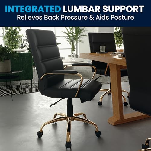 Flash Furniture Mid-Back Black LeatherSoft Executive Swivel Office Chair with...