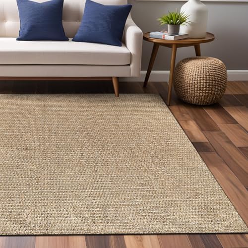 Luul Home Easy Jute Rugs 5x7 Natural Color Living Room Indoor Outdoor Area Ru...