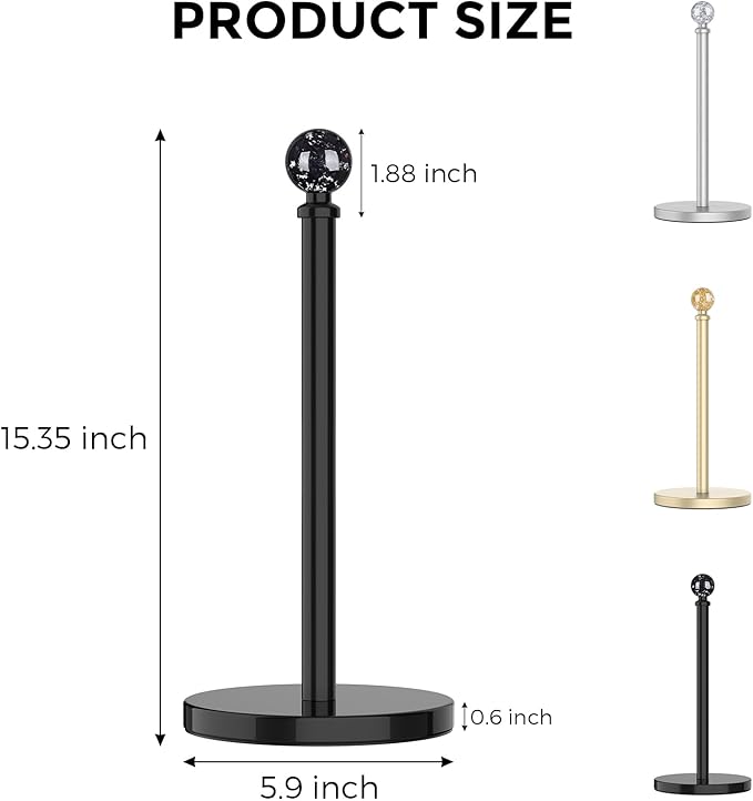 Black Paper Towel Holder Countertop, Unique Black Ball Decor, Brass Paper Towel - Image 8