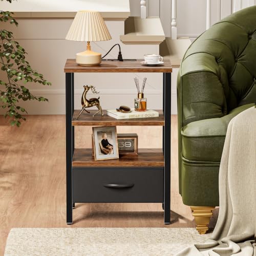 SUPERJARE Nightstand with Charging Station, USB-C Port, Bedside Table