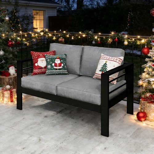 Wisteria Lane Aluminum Outdoor Sofa, 2 Seats Patio Couch All-Weather Rust-Pro...