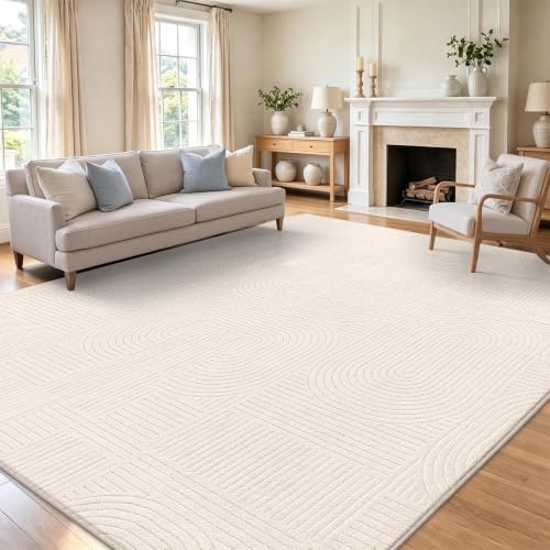 HEBE 8x10 Area Rugs for Living Room,Washable Non Slip Textured Bedroom Rug