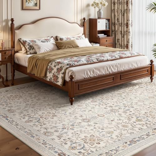 MontVoo-Vintage Area Rug 8X10 Beige for Living Room - Soft Distressed Printed...