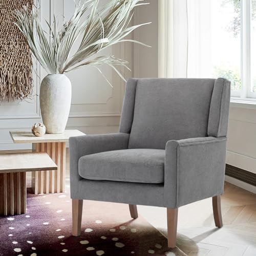 COLAMY Modern Wingback Living Room Chair, Upholstered Fabric Accent Armchair,...