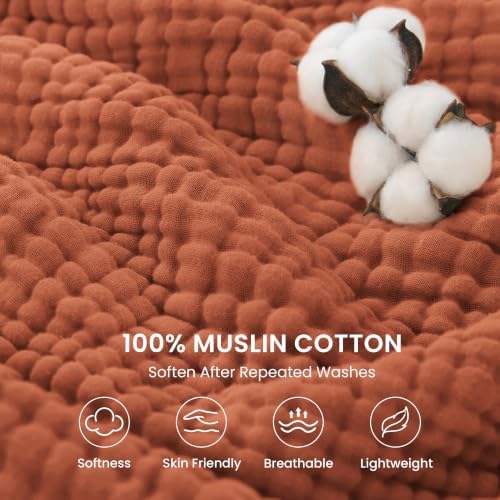 Love's cabin 100% Cotton Muslin Blanket, 6 Layer Lightweight Breathable G...