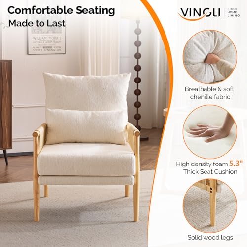 VINGLI Boho Braid Accent Armchairs Set of 2,Mid-Century Modern Chiars with So...