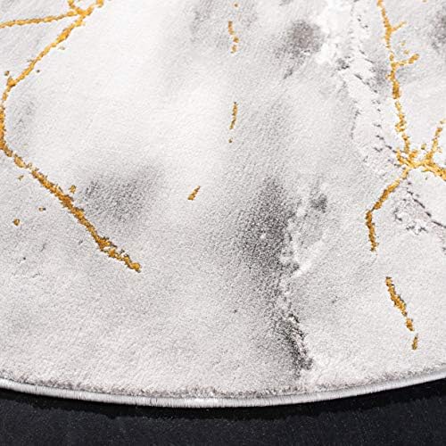 SAFAVIEH Craft Round Rug 6'7", Modern Grey & Gold CFT877F