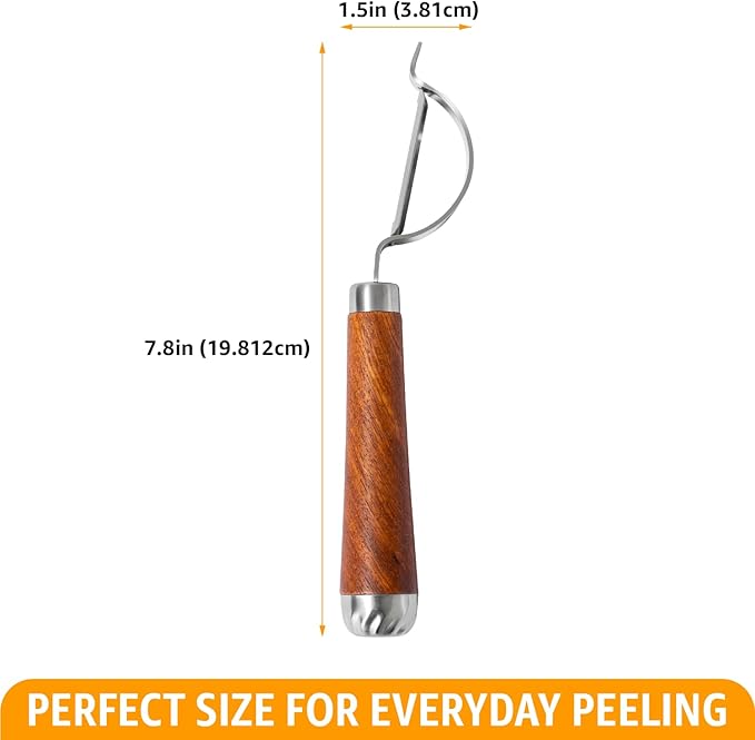 Potato Peeler Wooden Handle, Curved Multifunctional Vegetable Peeler, Rosewood - Image 6