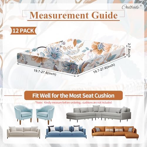 CALBODE 12Pcs High Elastic Digitally Printed Sofa Seat Cushion Cover for Fall...