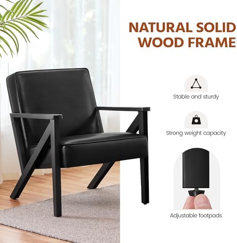 Yaheetech Mid-Century Modern Accent Chair, Lounge Chair, Black