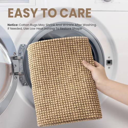EARTHALL Woven Area Rugs 6x9 Ft Washable Living Room Rugs Non Slip Rubber Bac...
