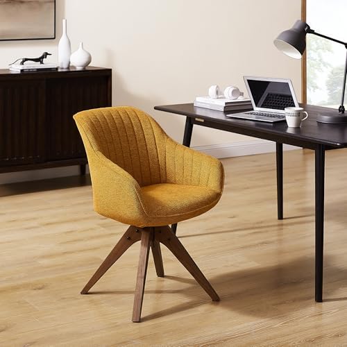 Zouron Mid Century Modern Accent Chair with Wooden Legs, Upholstered Swivel C...