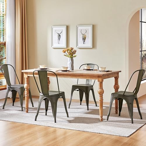 Yaheetech Metal Chairs Set of 4, Stackable Dining Chairs with Backs, Metal