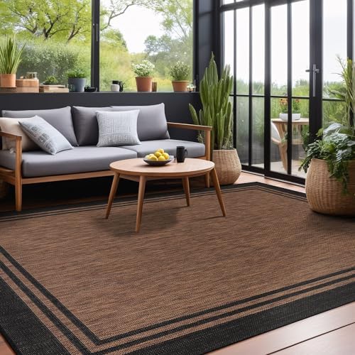 Luul Home Bordered Outdoor Rug 5x7 Washable Outside Carpet for Indoor Patio P...