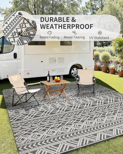 MontVoo Outdoor Rug Carpet Waterproof 9x18 Outdoor Patio Rug Mat Reverisble P...