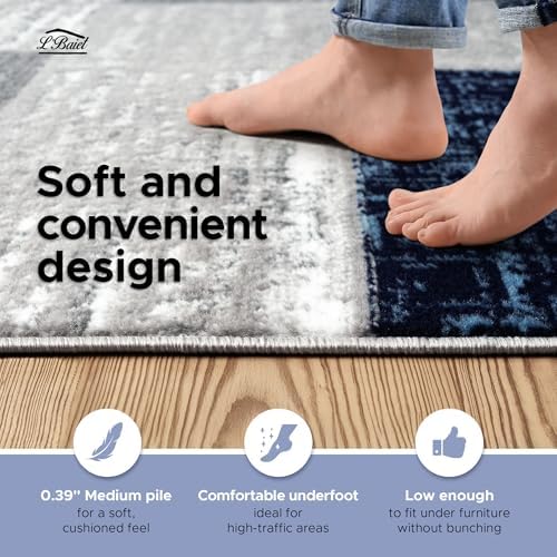 L'Baiet Verena Geometric Area Rug Blue Grey 8' x 10' Large Area R...