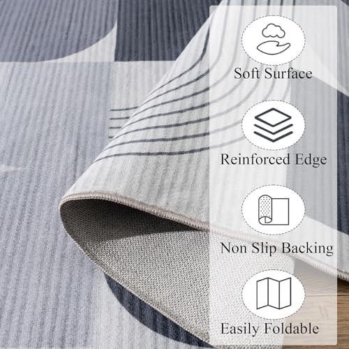 Soft Modern Geometric Abstract Large Machine Washable 5x7 Area Rug