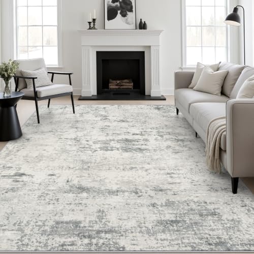 10x14 Area Rug Living Room: Modern Washable Indoor Soft Carpet Gray
