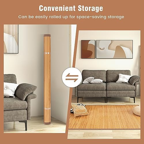 COSTWAY Bamboo Area Rug, 5'x8' Natural Bamboo Floor Mat 96"x60&q...