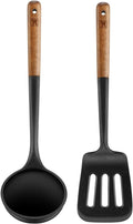 WAGENSTEIGER Set of 2pc Silicone Cooking Utensils: Wooden Handle Slotted by Wagensteiger