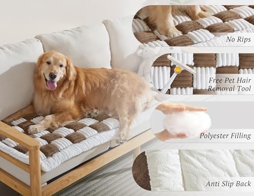 Dog Couch Cover Protector For Couches, Quilted Washable Non-Slip, Blue Gray | Couch Covers For Dogs, Couch Cover Checkered, PP Cotton Filling, Machine Washable for Sofa, Window Seat and Floor