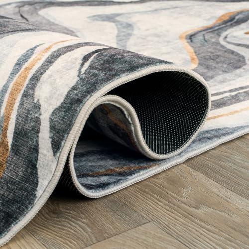 Rugshop Contemporary Marble Design Washable Non Slip Area Rug 5' x 7'...
