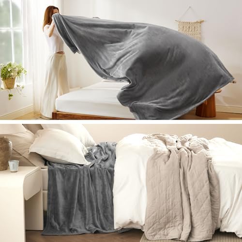 Bedsure GentleSoft Fleece Bed Blankets Full Size Grey - Soft Lightweight Plus...