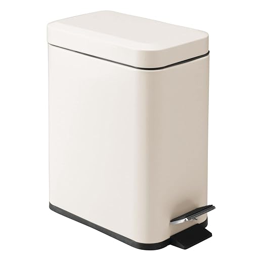 mDesign Small Modern 1.3 Gallon Rectangle Metal Lidded Step Trash Can, Compact by mDesign