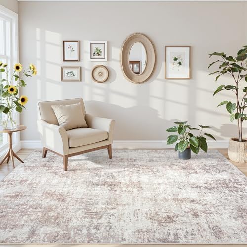 5x7 Area Rugs for Living Room Large Washable Abstract Rug Beige Grey