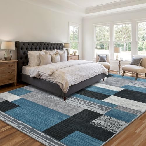 Large Area Rugs, Modern Geometric Patchwork Floor Decor Rockwood Collection
