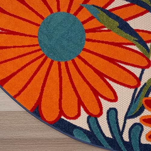 Nourison Home Aloha Multicolor 7'10" x Round Area Rug - Easy Clean, ...