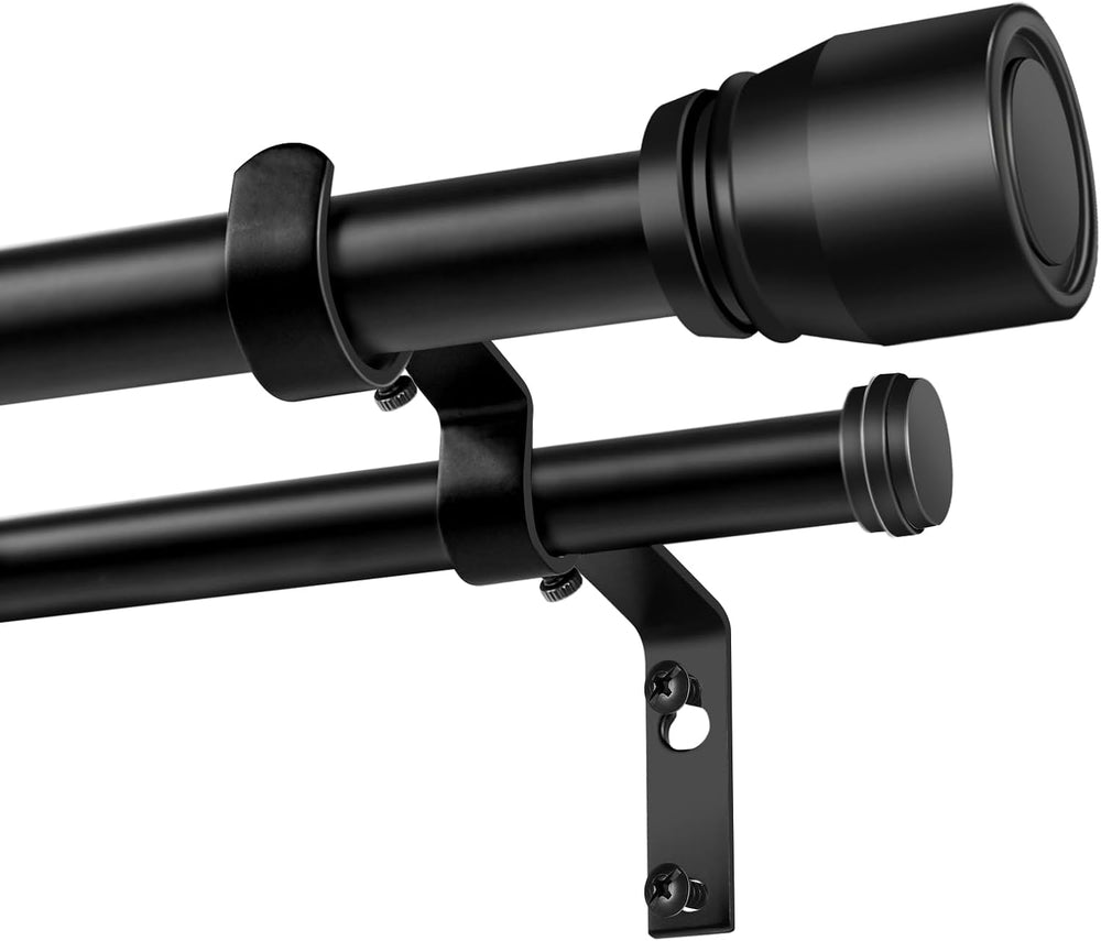 Heavy Duty Double Curtain Rod 84-120 Inch Length, 1 Inch Adjustable Matte Bla...