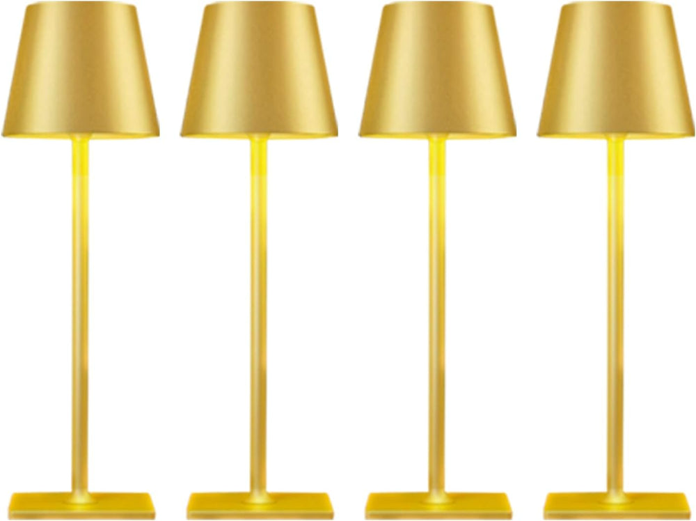 4 Pack Gold Led Cordless Table Lamps-Rechargeable Lamp Set of 4,Tabletop Ligh...
