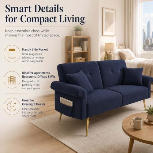 Majnesvon 71" Convertible Folding Sleeper Sofa Couch,Modern Velvet Loves...