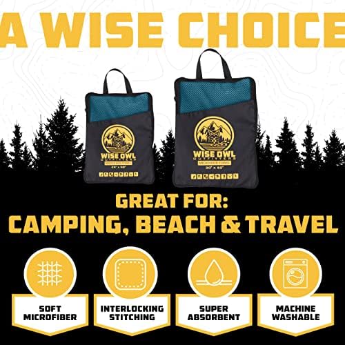 Wise Owl Outfitters Microfiber Camping Towel - Quick Dry Towel for Travel, Backpacking, Hiking, Beach, Gym & Yoga - Compact, Fast Drying & Lightweight