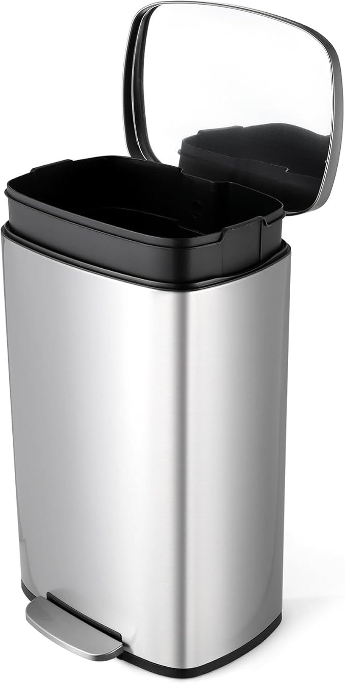 13.2 Gal Kitchen Trash Can, 50L Recycling or Garbage Bin, Brushed Stainless by ComfyCorner