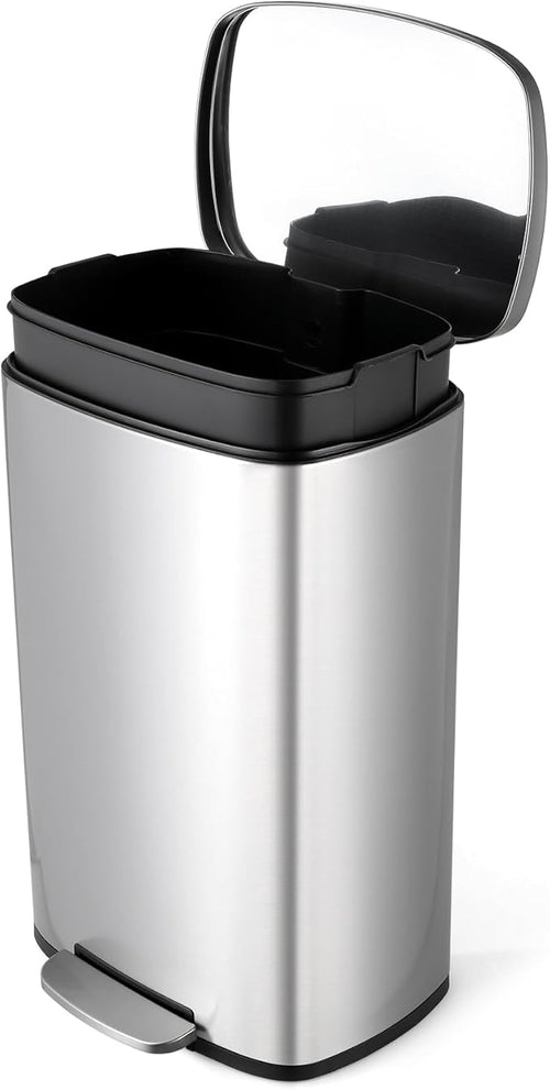 13.2 Gal Kitchen Trash Can, 50L Recycling or Garbage Bin, Brushed Stainless by ComfyCorner