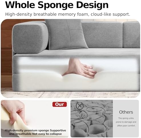 MoonSpeak 78.8'' Futon Sofa Bed, Boneless Couches for Living Room